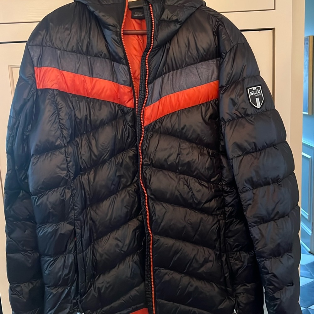 Swim Men’s L Ski jacket puffer, black, orange, grey